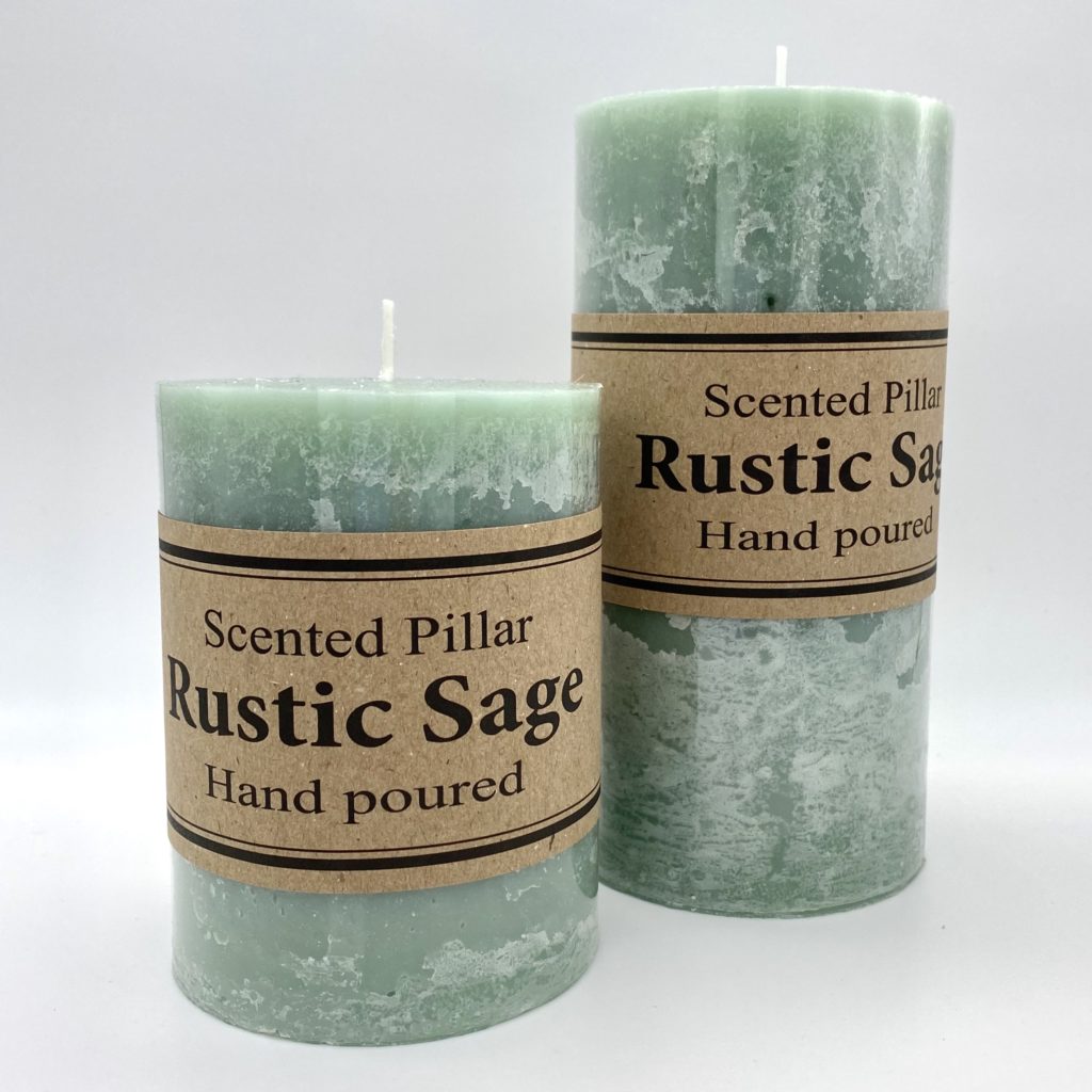 Small, Sage Green Pillar Candle everythingwestward.co.uk