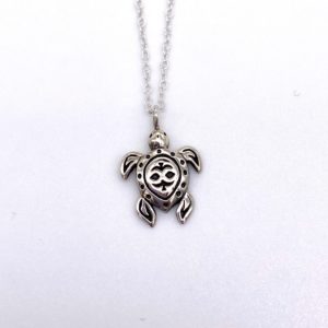 Embossed Silver Turtle Necklace