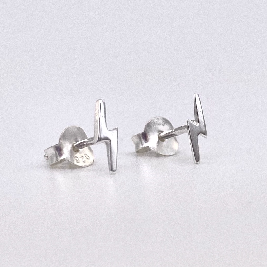 Lightning Bolt Stud Earrings (925 Silver) - everythingwestward.co.uk
