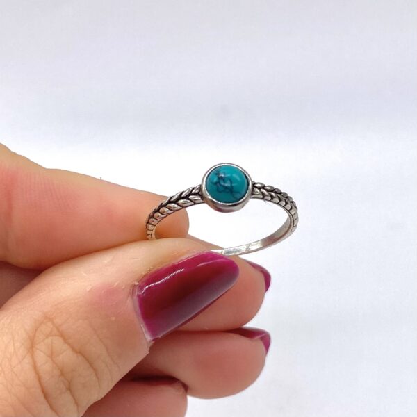 Plaited Silver Turquoise Ring