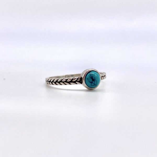 Plaited Silver Turquoise Ring