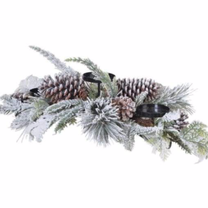 Snowy Pinecone Triple Candle Stand