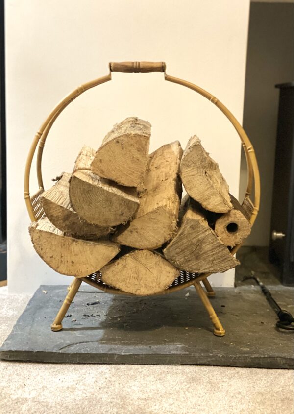 Rattan Look Round Metal Log holder everythingwestward.co.uk