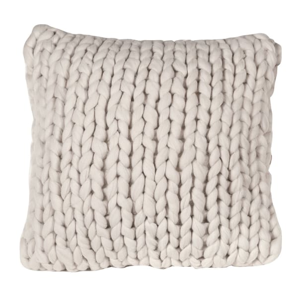 Beige Yarn Knitted Cushion Cover