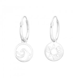 Sun and Wave Silver Hoops