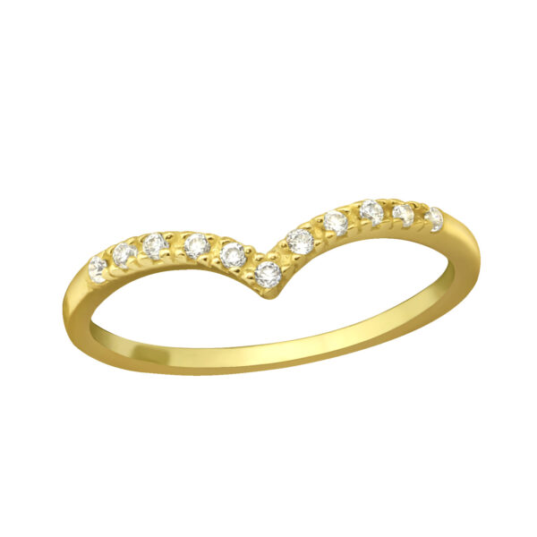 Gold Wishbone Crystal Ring