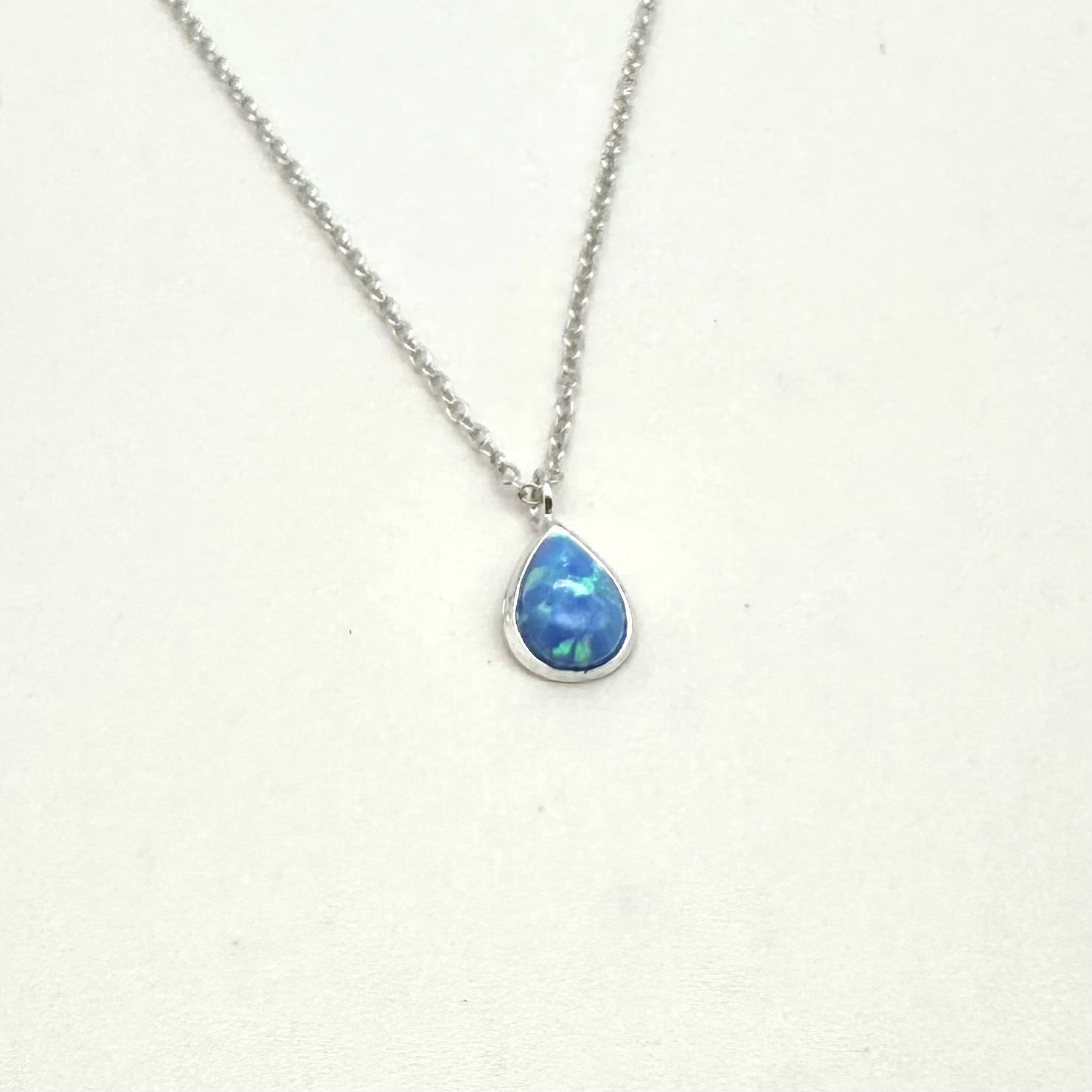 Vintage Blue Fire Opal Necklace Deco Golden 925 Sterling Silver | eBay
